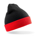 Black-Red - Front - Result Genuine Recycled Black Compass Beanie