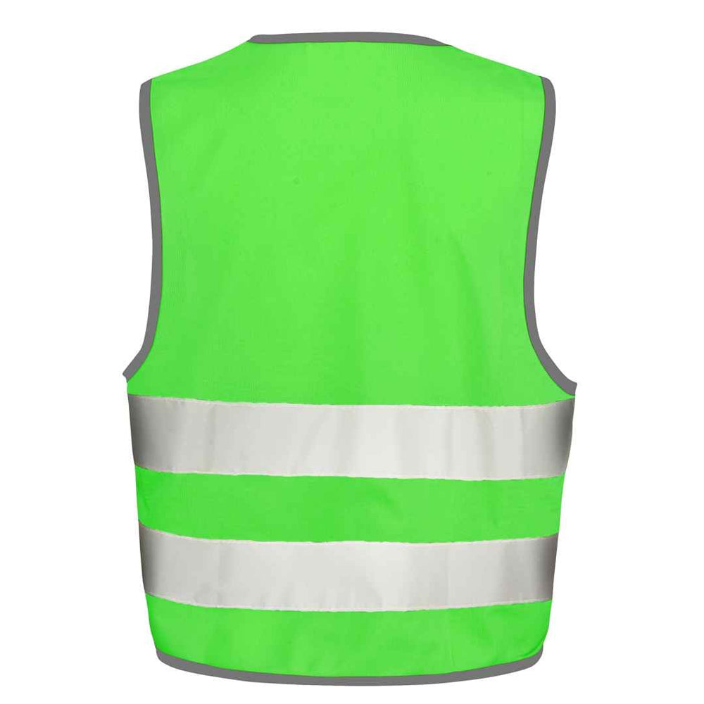 Lime Green - Back - SAFE-GUARD by Result Childrens-Kids Core Enhanced Hi-Vis Vest
