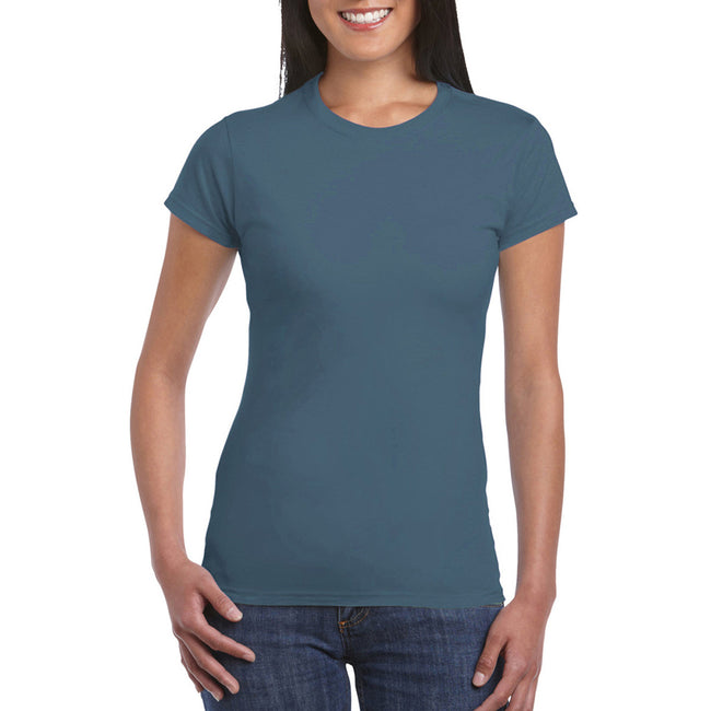 Indigo Blue - Side - Gildan Ladies Soft Style Short Sleeve T-Shirt