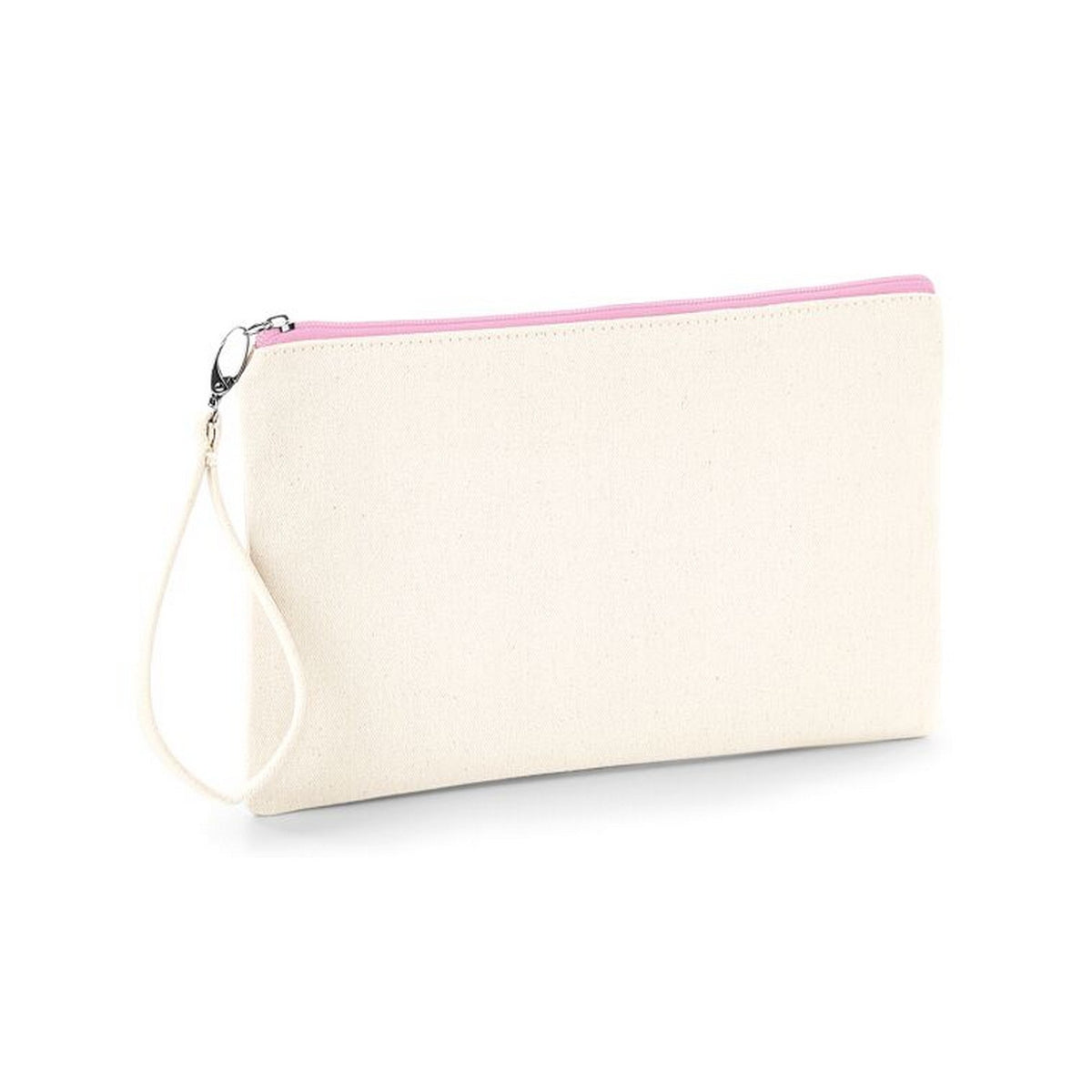 Natural-Pink - Front - Westford Mill Canvas Wristlet Pouch