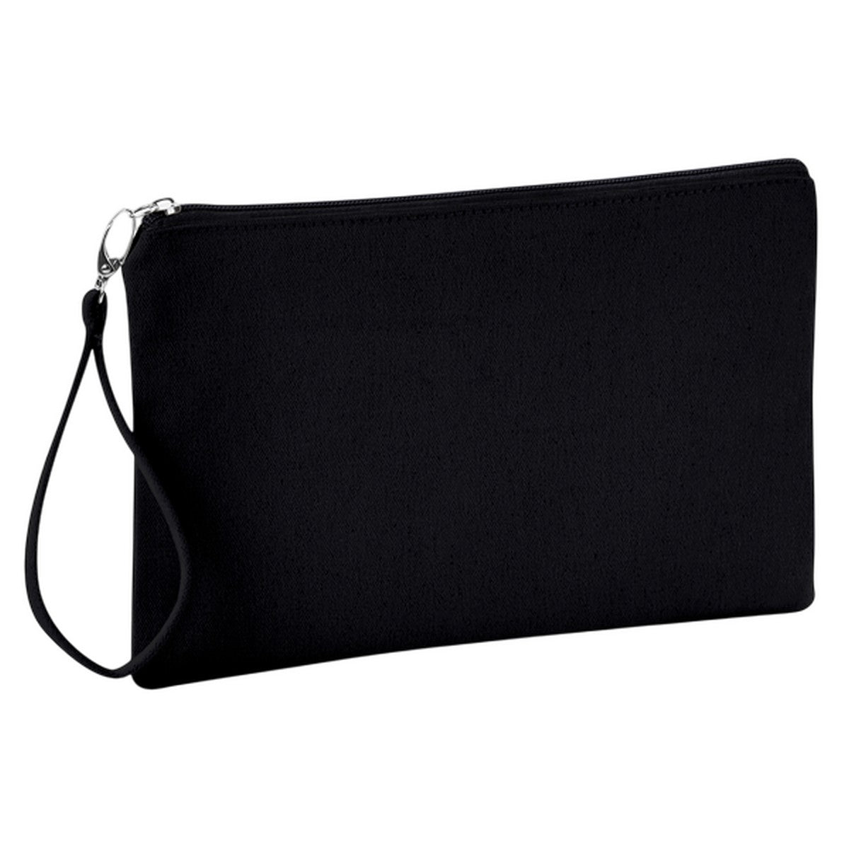 Black-Black - Front - Westford Mill Canvas Wristlet Pouch