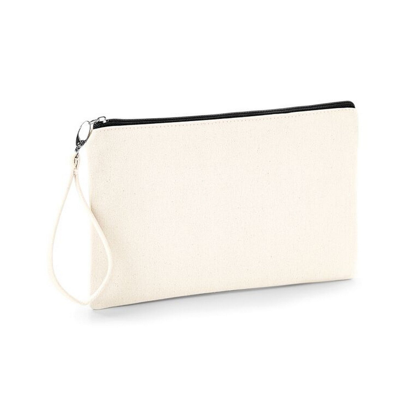 Natural-Black - Front - Westford Mill Canvas Wristlet Pouch