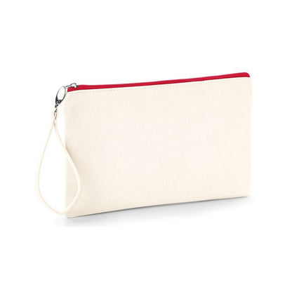 Natural-Red - Front - Westford Mill Canvas Wristlet Pouch