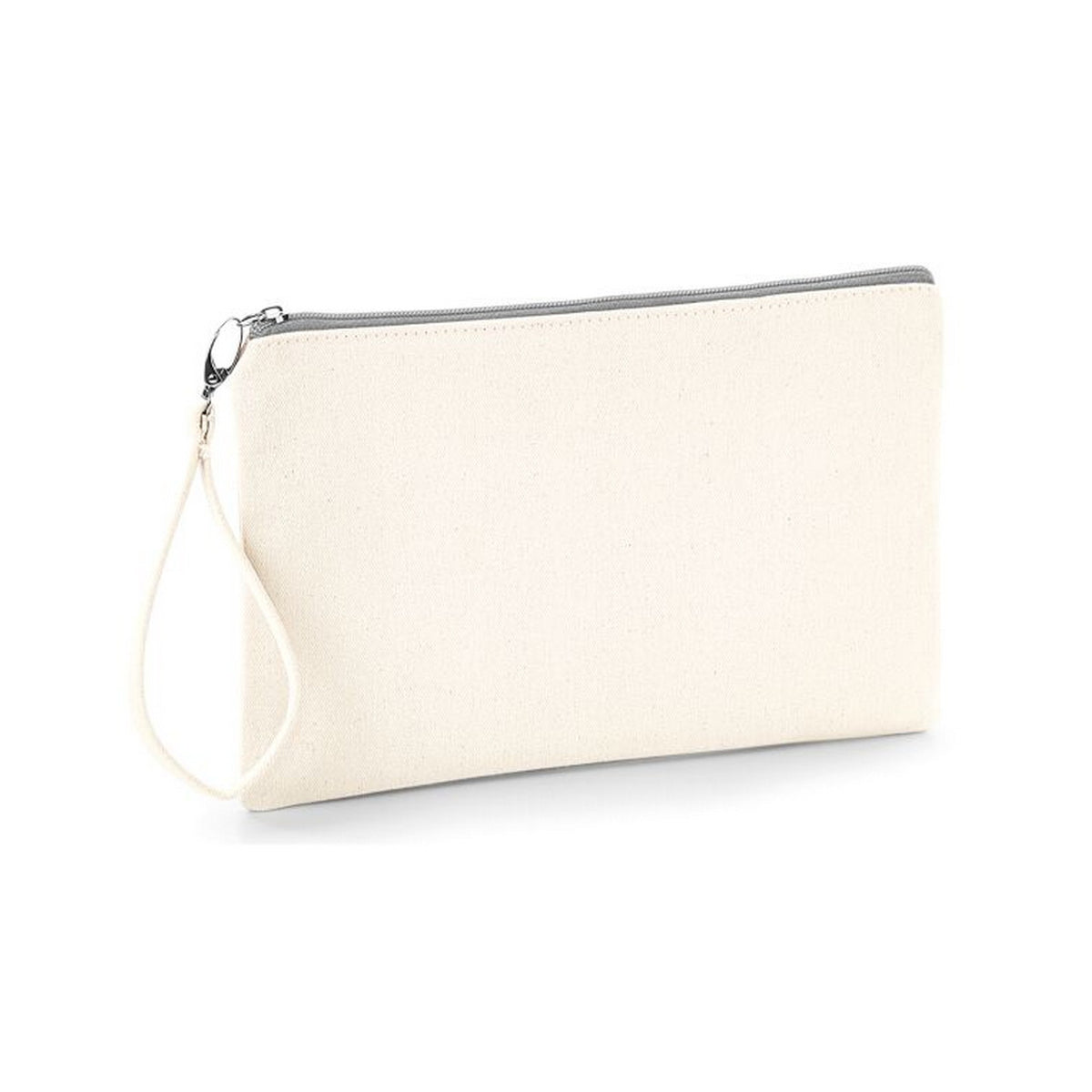 Natural-Light Grey - Front - Westford Mill Canvas Wristlet Pouch