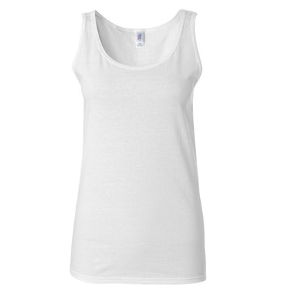 White - Front - Gildan Ladies Soft Style Tank Top Vest