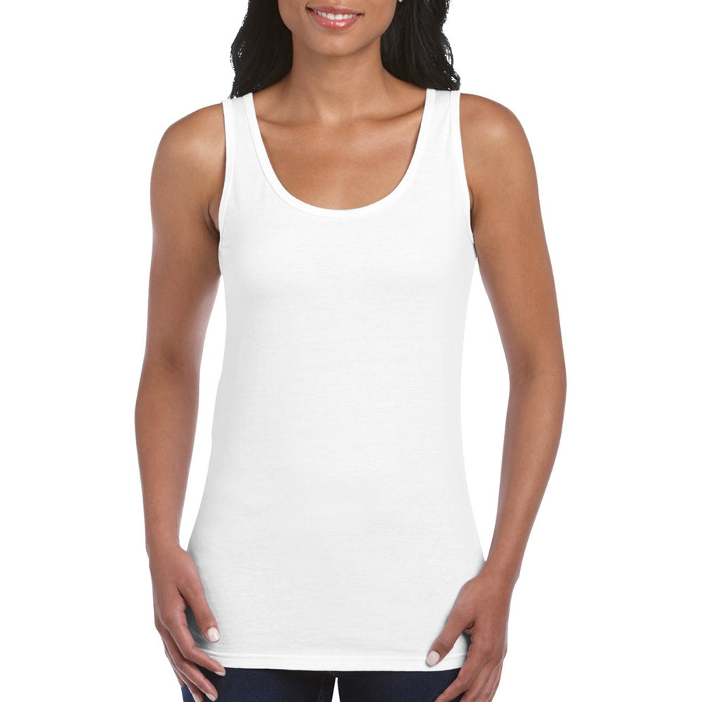 White - Back - Gildan Ladies Soft Style Tank Top Vest