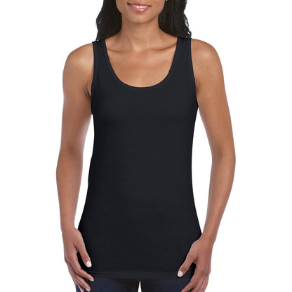 Black - Back - Gildan Ladies Soft Style Tank Top Vest