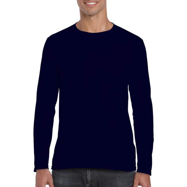 Navy - Back - Gildan Mens Soft Style Long Sleeve T-Shirt