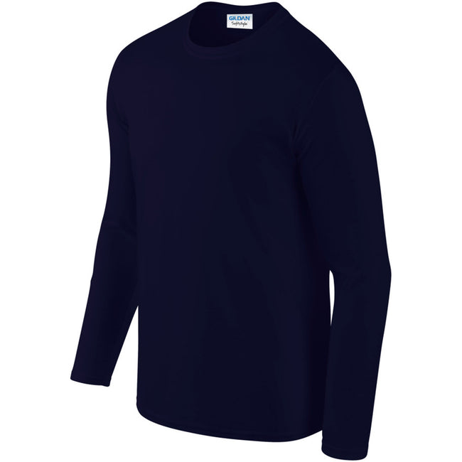Navy - Pack Shot - Gildan Mens Soft Style Long Sleeve T-Shirt