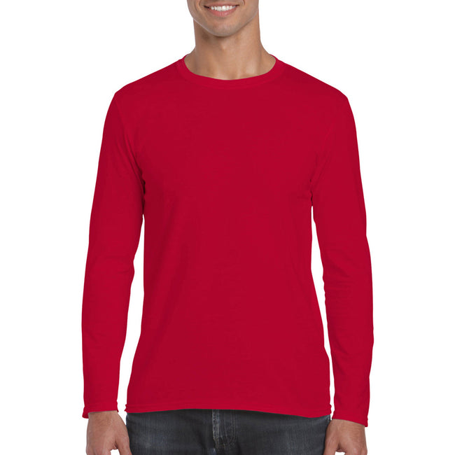 Red - Back - Gildan Mens Soft Style Long Sleeve T-Shirt