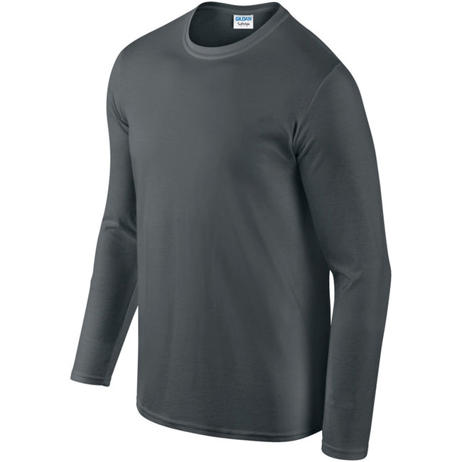 Charcoal - Pack Shot - Gildan Mens Soft Style Long Sleeve T-Shirt