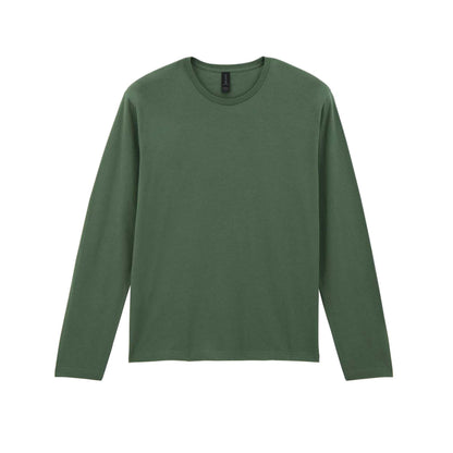 Military Green - Front - Gildan Mens Soft Style Long Sleeve T-Shirt
