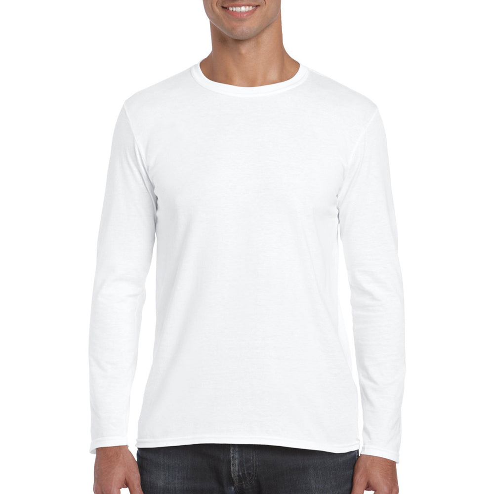 White - Back - Gildan Mens Soft Style Long Sleeve T-Shirt