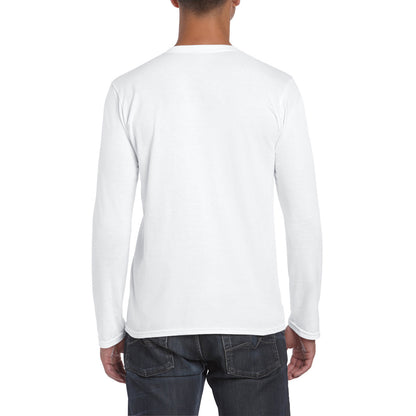 White - Side - Gildan Mens Soft Style Long Sleeve T-Shirt