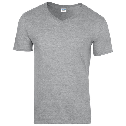 Sport Grey (RS) - Front - Gildan Mens Soft Style V-Neck Short Sleeve T-Shirt