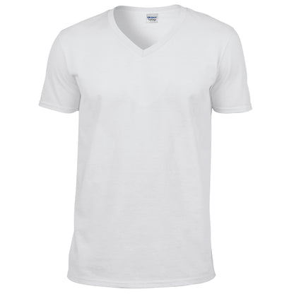 White - Front - Gildan Mens Soft Style V-Neck Short Sleeve T-Shirt