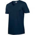 Navy - Side - Gildan Mens Soft Style V-Neck Short Sleeve T-Shirt