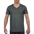 Dark Heather - Lifestyle - Gildan Mens Soft Style V-Neck Short Sleeve T-Shirt