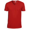 Red - Front - Gildan Mens Soft Style V-Neck Short Sleeve T-Shirt