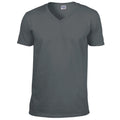 Charcoal - Front - Gildan Mens Soft Style V-Neck Short Sleeve T-Shirt