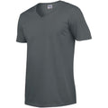 Charcoal - Side - Gildan Mens Soft Style V-Neck Short Sleeve T-Shirt