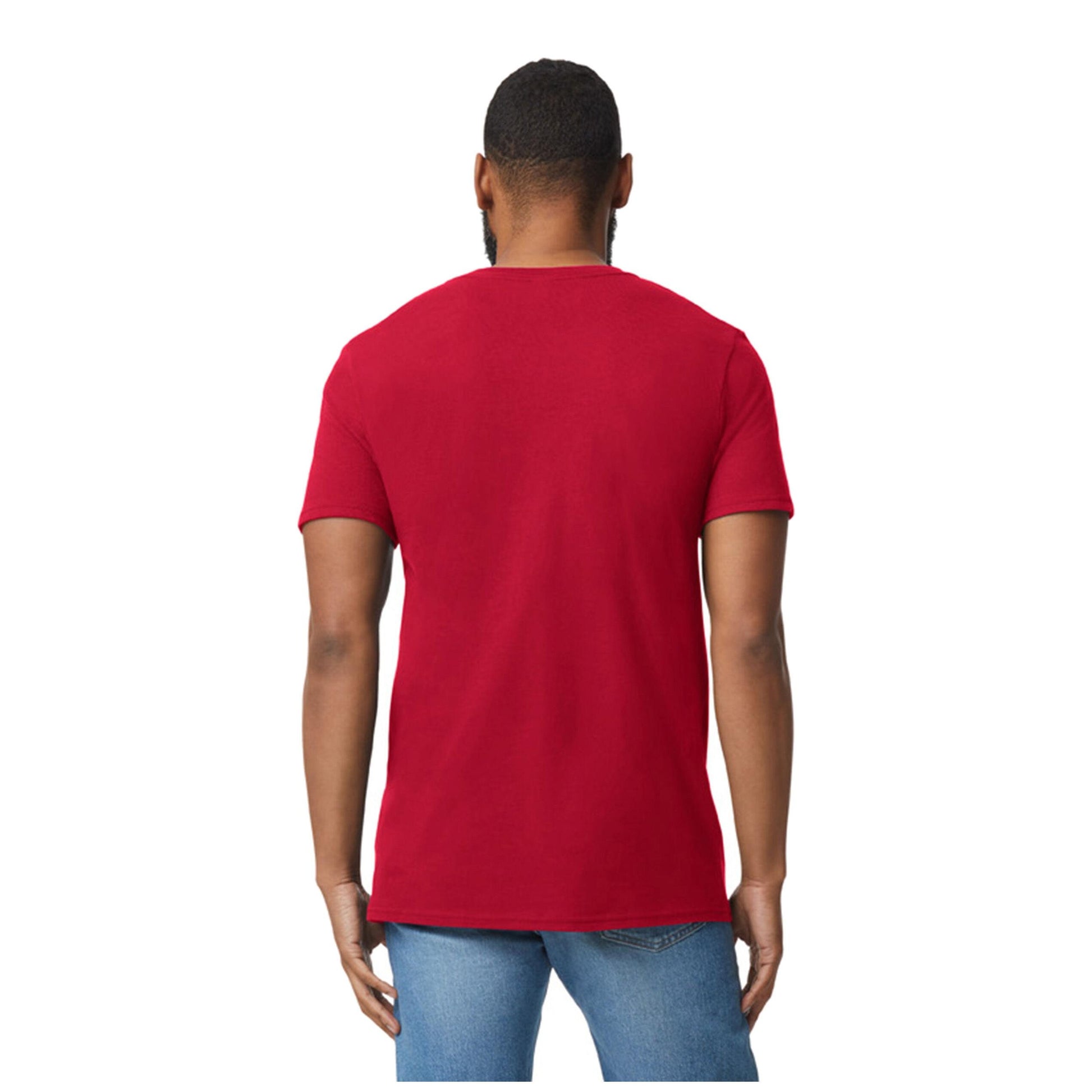Cherry Red - Side - Gildan Mens Soft Style V-Neck Short Sleeve T-Shirt