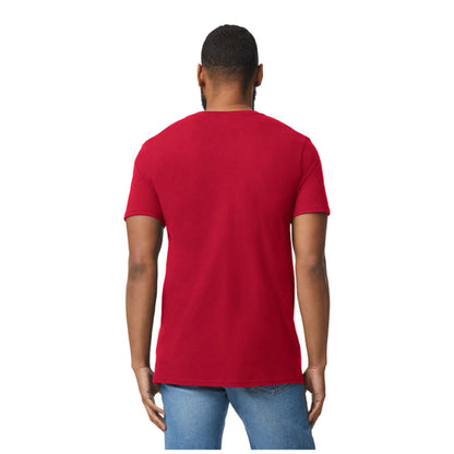 Cherry Red - Side - Gildan Mens Soft Style V-Neck Short Sleeve T-Shirt