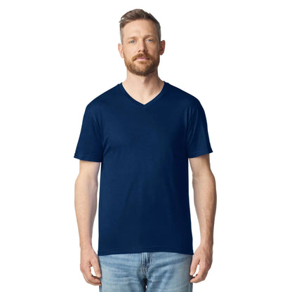 Navy Blue - Lifestyle - Gildan Mens Soft Style V-Neck Short Sleeve T-Shirt