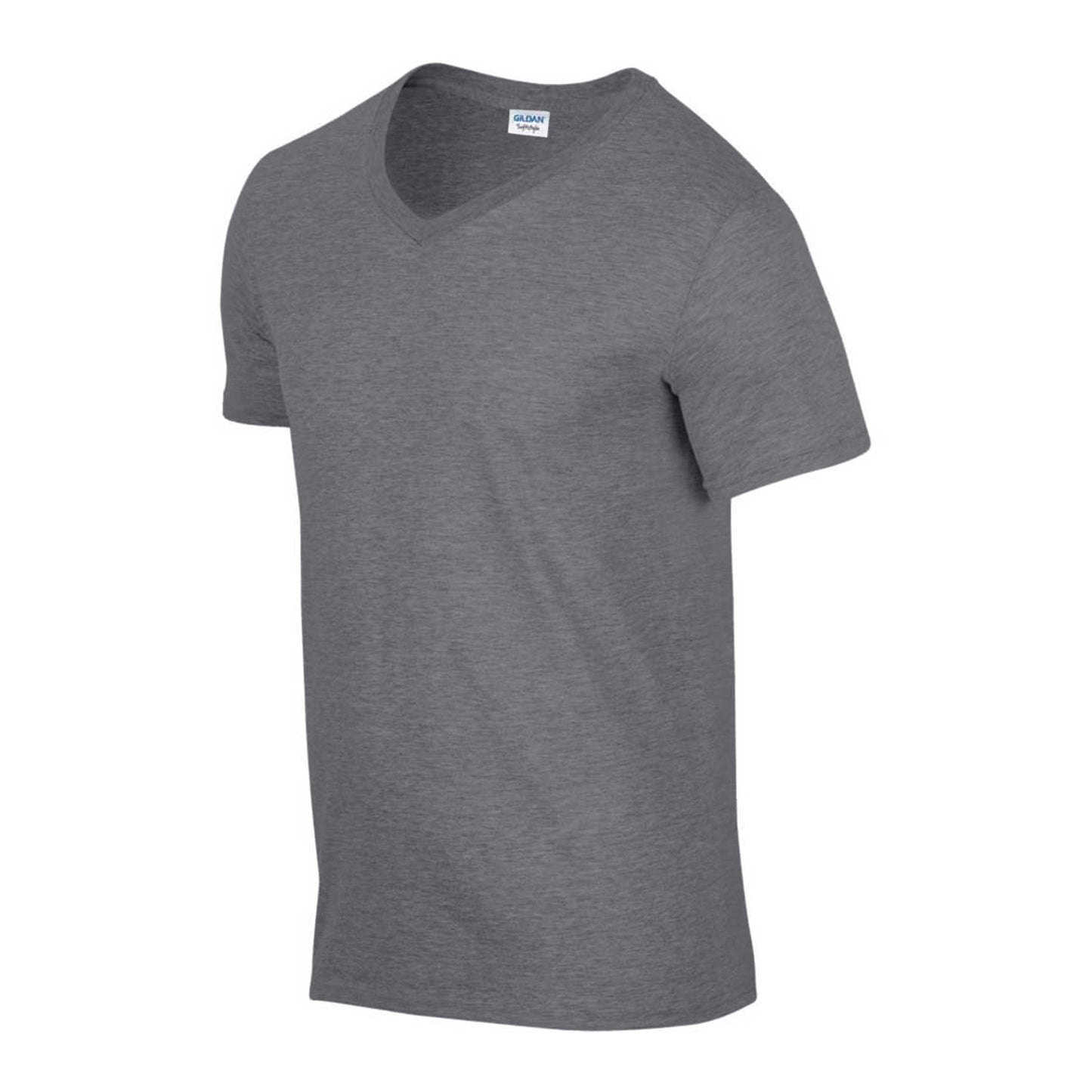 Sport Grey - Side - Gildan Mens Soft Style V-Neck Short Sleeve T-Shirt
