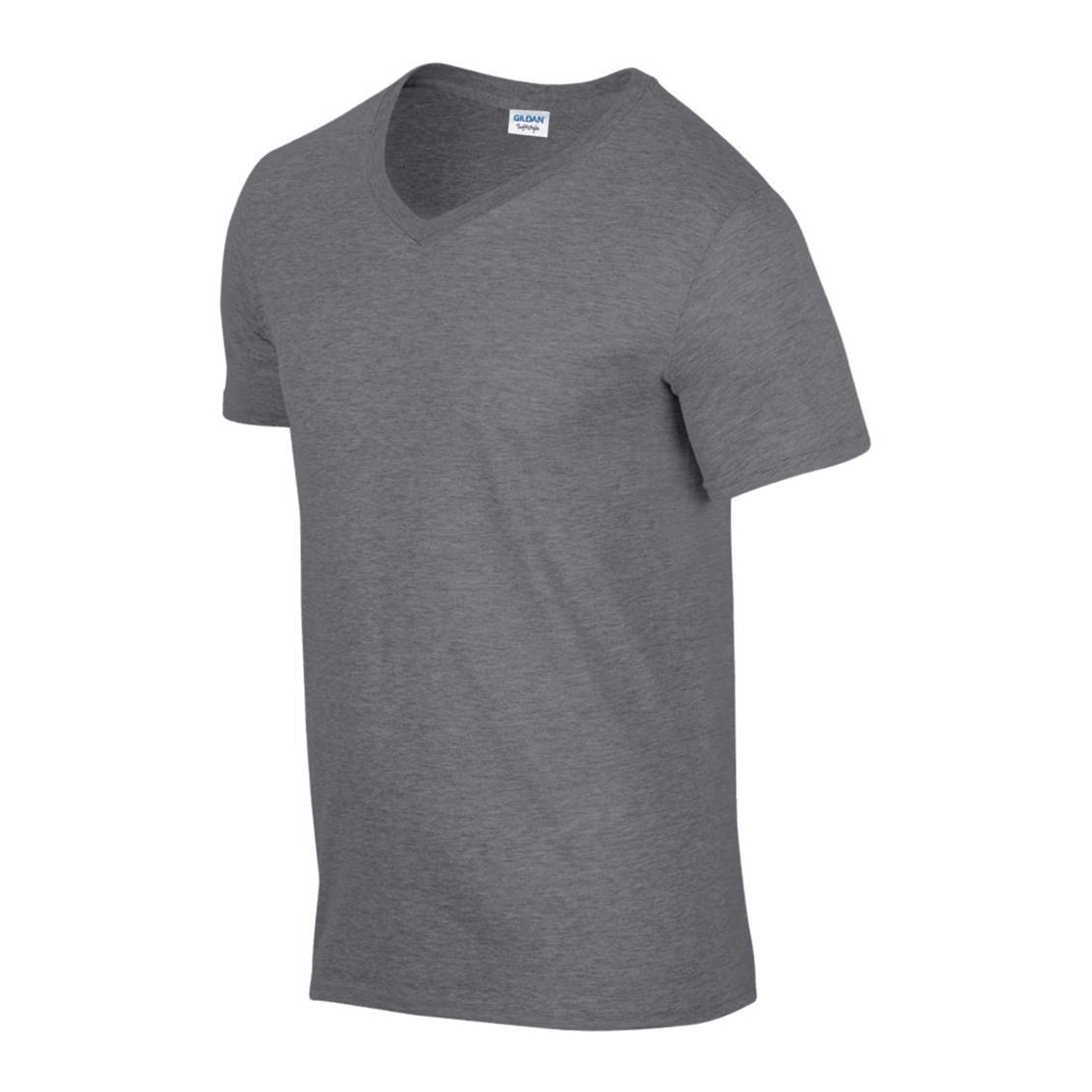 Sport Grey - Side - Gildan Mens Soft Style V-Neck Short Sleeve T-Shirt