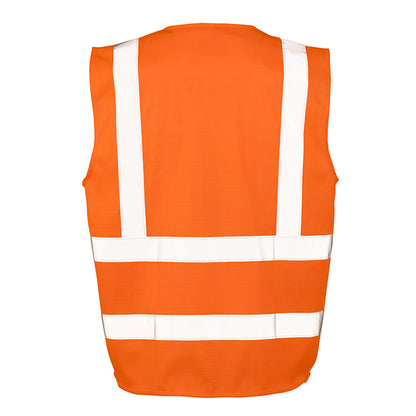 Fluorescent Orange - Back - SAFE-GUARD by Result Mens Executive Cool Mesh Safety Vest