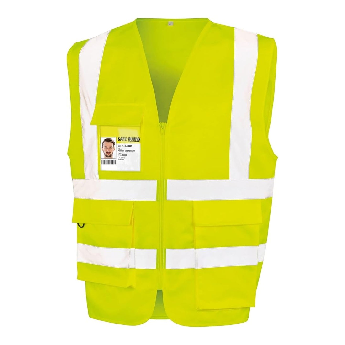 Fluorescent Yellow - Front - SAFE-GUARD by Result Mens Executive Cool Mesh Safety Vest