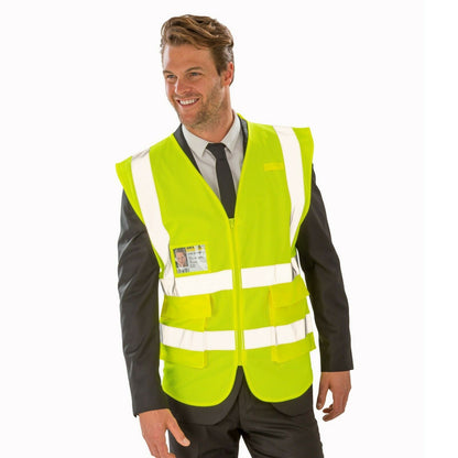 Fluorescent Yellow - Side - SAFE-GUARD by Result Mens Executive Cool Mesh Safety Vest