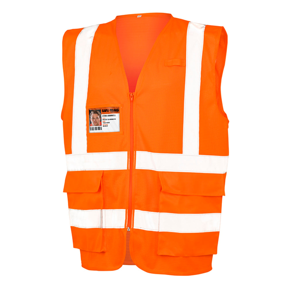 Fluorescent Orange - Front - SAFE-GUARD by Result Mens Executive Cool Mesh Safety Vest