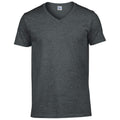 Dark Heather - Front - Gildan Mens Soft Style V-Neck Short Sleeve T-Shirt