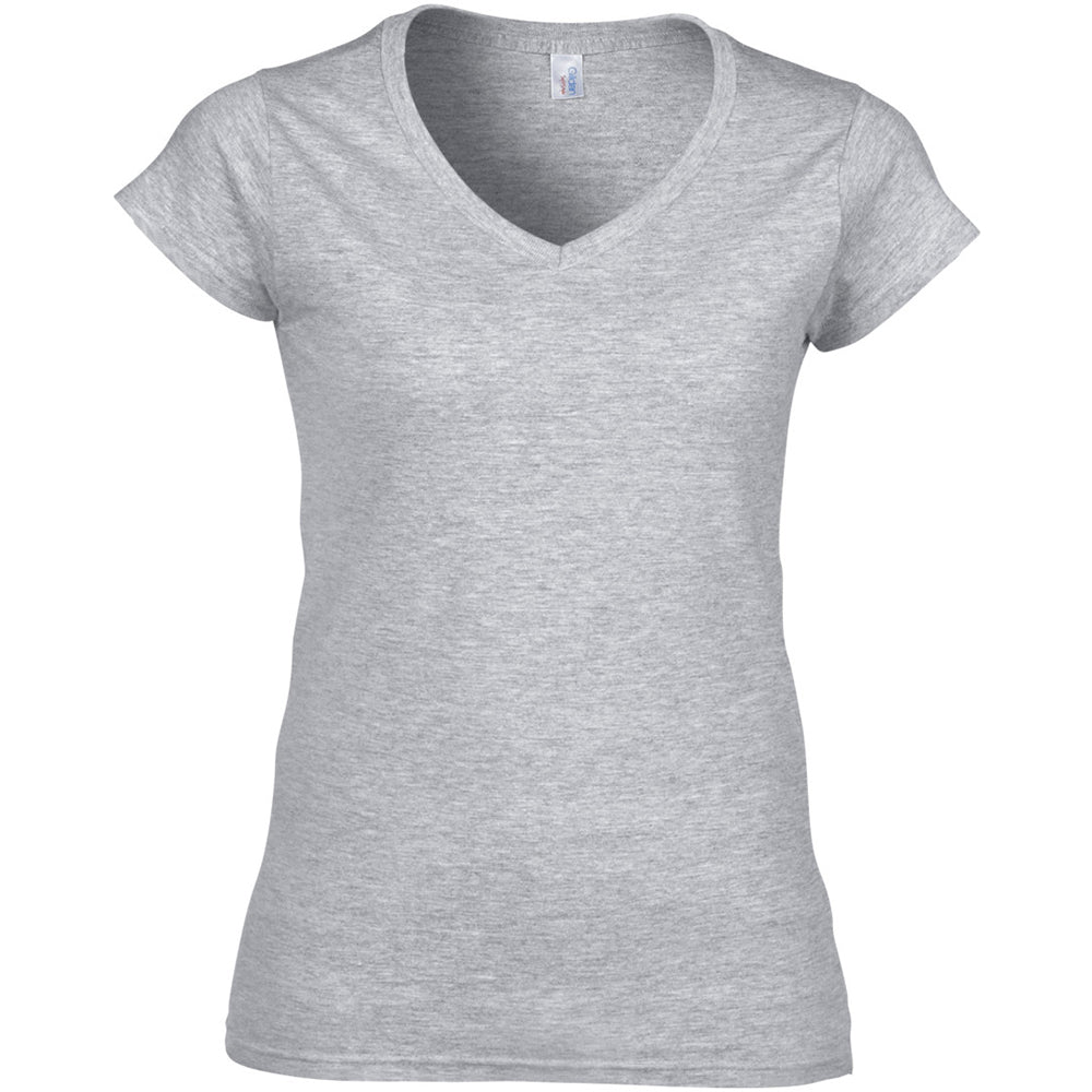 Sport Grey (RS) - Front - Gildan Womens-Ladies Soft V Neck T-Shirt