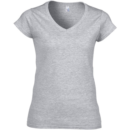 Sport Grey (RS) - Front - Gildan Womens-Ladies Soft V Neck T-Shirt