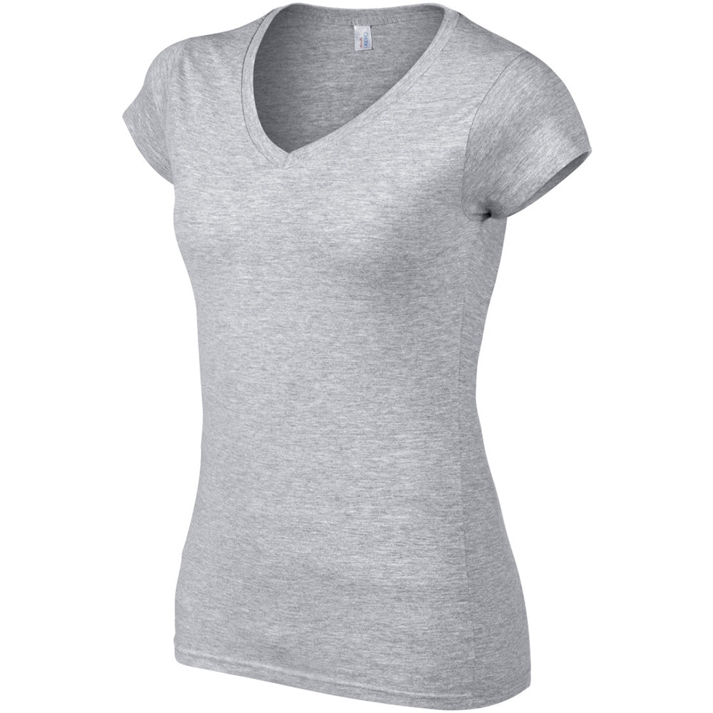 Sport Grey (RS) - Side - Gildan Womens-Ladies Soft V Neck T-Shirt