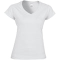 White - Front - Gildan Ladies Soft Style Short Sleeve V-Neck T-Shirt