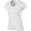 White - Side - Gildan Ladies Soft Style Short Sleeve V-Neck T-Shirt