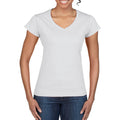 White - Lifestyle - Gildan Ladies Soft Style Short Sleeve V-Neck T-Shirt