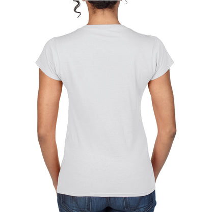 White - Pack Shot - Gildan Womens-Ladies Soft V Neck T-Shirt