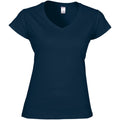 Navy - Front - Gildan Ladies Soft Style Short Sleeve V-Neck T-Shirt