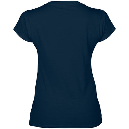 Navy - Back - Gildan Womens-Ladies Soft V Neck T-Shirt
