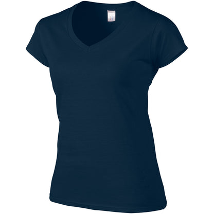 Navy - Side - Gildan Womens-Ladies Soft V Neck T-Shirt