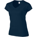 Navy - Side - Gildan Ladies Soft Style Short Sleeve V-Neck T-Shirt