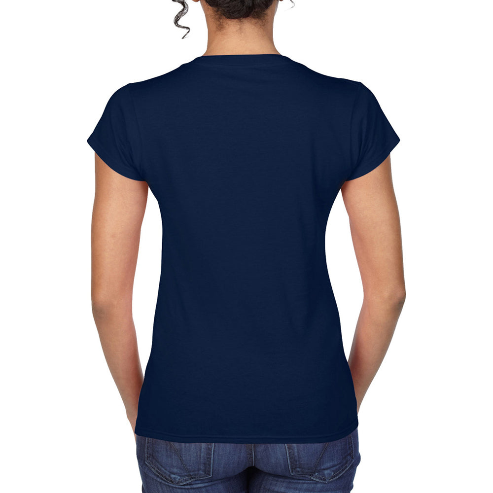 Navy - Pack Shot - Gildan Womens-Ladies Soft V Neck T-Shirt