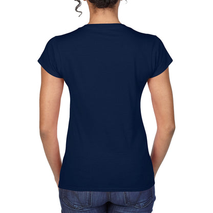 Navy - Pack Shot - Gildan Womens-Ladies Soft V Neck T-Shirt