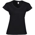 Black - Front - Gildan Ladies Soft Style Short Sleeve V-Neck T-Shirt