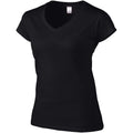 Black - Side - Gildan Ladies Soft Style Short Sleeve V-Neck T-Shirt